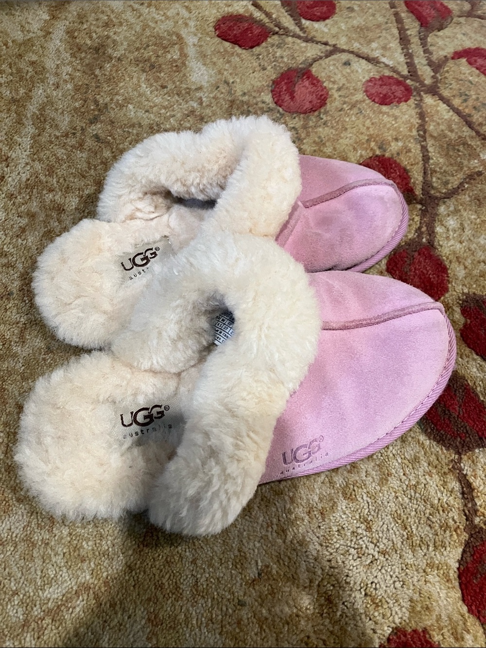 UGG Pink Suede Shearling Clog Slippers 6